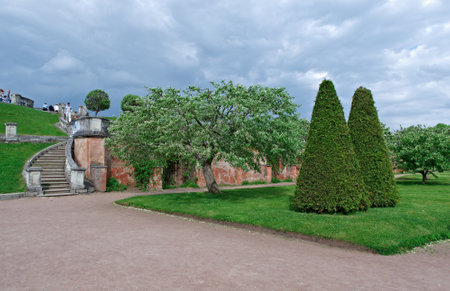 Peterhof Palace. wall of the garden of Venus in the Lower Park Saint-Petersburg, Russia- JUNE 3, 2015のeditorial素材