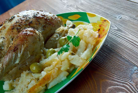 Peruvian chicken - Pollo a la Brasa.dish of Peruvian cuisineの写真素材