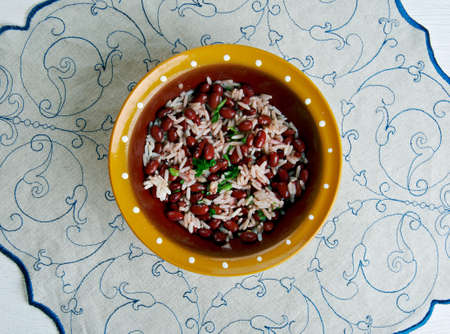 Moros y Cristianos -  famous Cuban dish.version of rice and beansの写真素材