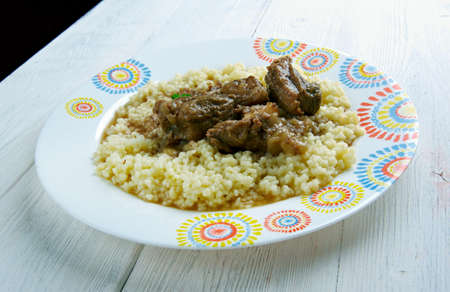 Kusksu - Libyan Couscous with Spicy Beef and Vegetables.Lebanese cuisineの写真素材