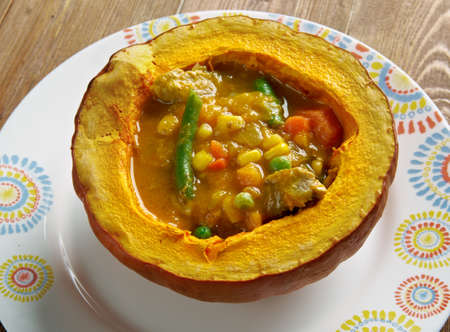 Carbonada en Zapallo.Argentine Beef Stew in Pumpkinの写真素材