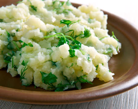 Moroko Mash - African appetizer of potatoes and herbs.Lesothoの写真素材