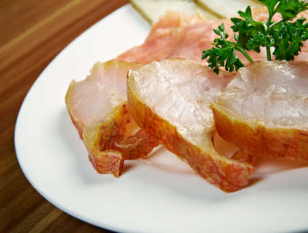 Seafood arrangement.salmon,halibut . close upの写真素材