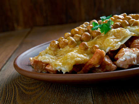 Hot Algerian Lasagna with chicken and chickpeas.African cuisineの写真素材