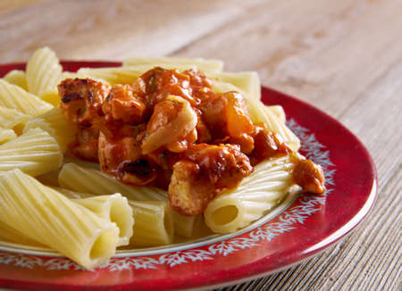 Rigatoni with chicken and Alfredâs Meat Sauceの写真素材