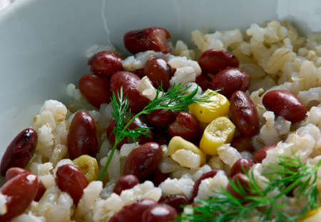 Kongbap -  Korean dish consisting of or brown rice cooked  with  beans .の写真素材