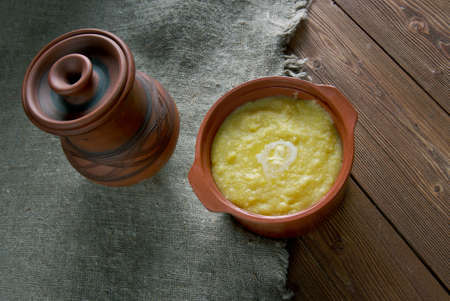 Cornmeal Pap - African porridge soft polenta.In Botswanaの写真素材