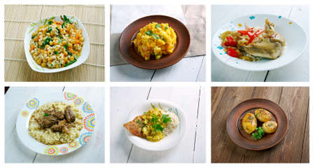 Food set African traditional cuisine.collage