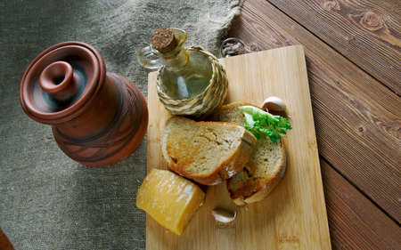 Hrianka - Grilled Garlicky Bacon Bread .EUROPE, SLOVAKIAの写真素材