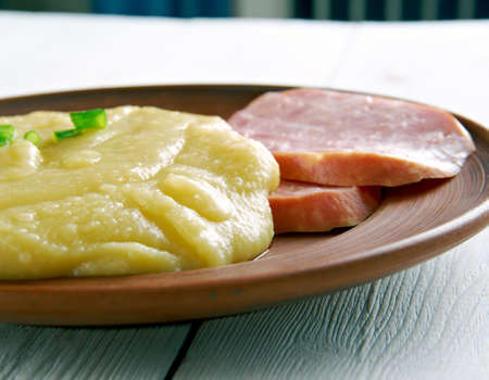 Pease pudding close up.English cuisineの写真素材