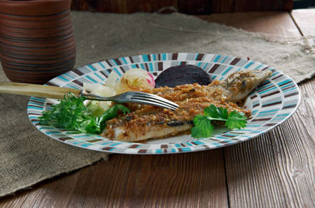 Scottish Herring . Fried fish in Oatmeal