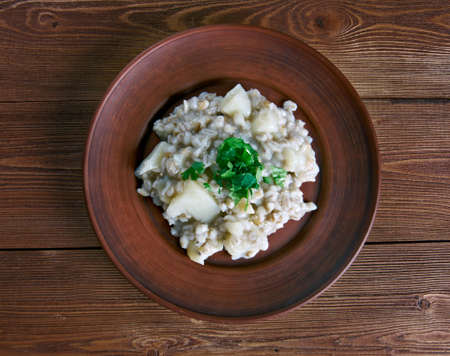 Mulgipuder - Estonian cereal with barley and potatoes. Prepares winter. Baltic cuisineの写真素材