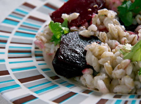 Farro Salad With Beets.Italian Cuisineの写真素材
