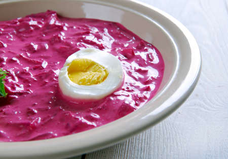 Lithuanian Summer Beet Soup -  traditional Belorussian, Latvian, Lithuanian, Polish, Russian and Ukrainian soup.の写真素材