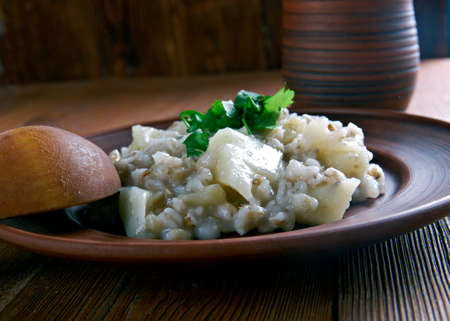 Mulgipuder - Estonian cereal with barley and potatoes. Prepares winter. Baltic cuisineの写真素材