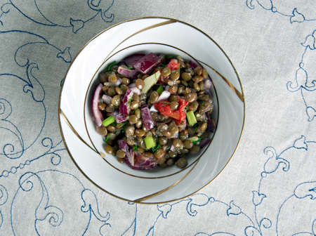 Lentejas veraniegas,Spanish salad with lentilsの写真素材