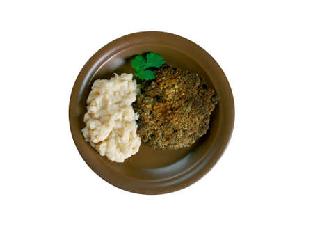 Fasolica - mash beans  and pork chop. Moldovan cuisine