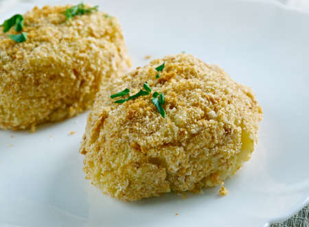 Papa rellena - stuffed potatoes.most popular type of croquettes in Peru and other Latin American countries such as Chile, Cuba, Colombia, Puerto Rico and the Caribbeanの写真素材