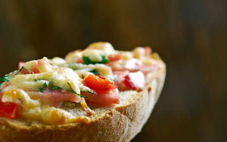 Mushroom Gouda Melts.cheese steak sandwich . shredded steak smothered with sauteed mushrooms, sauteed onions, sauteed green peppers.の写真素材