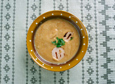 Sour rye soup  zur specific to the cuisines of Poland and Belarus.の写真素材