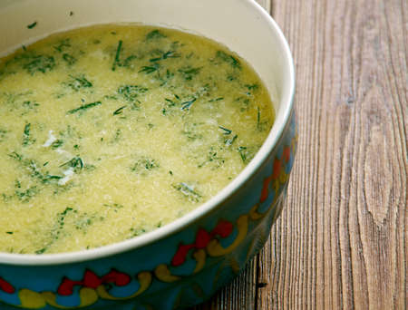 Shechamandy -Georgian soup with sour milkの写真素材