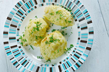 Kartuliporss Estonian stuffed potatoes. close up