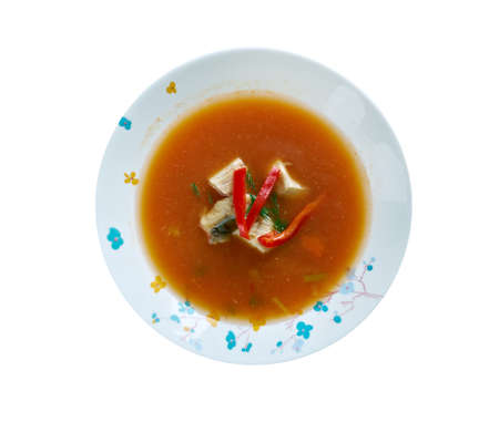 Pira caldo  fish soup that is part of the traditional cuisine of Paraguay.の写真素材