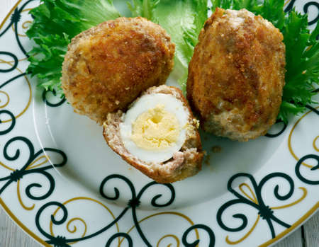 tuxum dulma Uzbek dish. baked minced meat stuffed with eggs.Central Asian cuisine