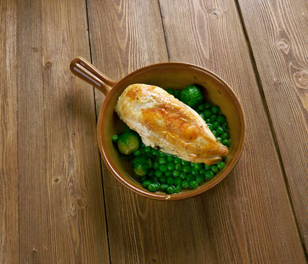 Italian Village Chicken Vesuvio. close up