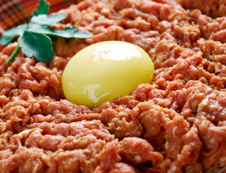 Filet americain - tartare beef. popular in Belgium and the Netherlands dish
