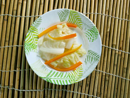 Pao cai - type of pickle, usually pickled cabbage, often found in Chinese, and particularly Szechuan...