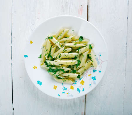 Pennette al Pesto - pasta  alla genoveseの写真素材