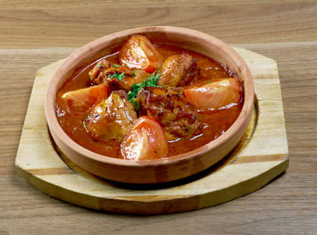 lamb chakhokhbili  with tomatoes and onions .Georgian traditional foodの写真素材