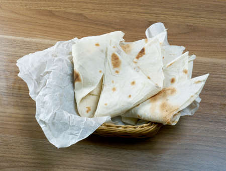 Khubz flatbread . Arabic word for bread.