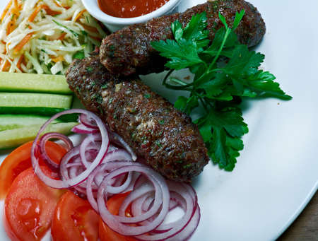 caucasian lamb Luleh kebab with  vegetableの写真素材