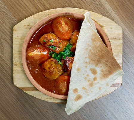 lamb chakhokhbili  with tomatoes and onions .Georgian traditional foodの写真素材