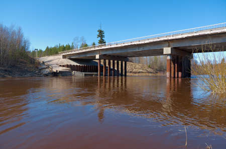 Russian landscape .Spring flooding on the river Solsa Arkhangelsk regionの写真素材