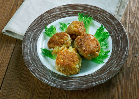 Crispy Rice Balls - Sharp Cheddar Aranciniの写真素材