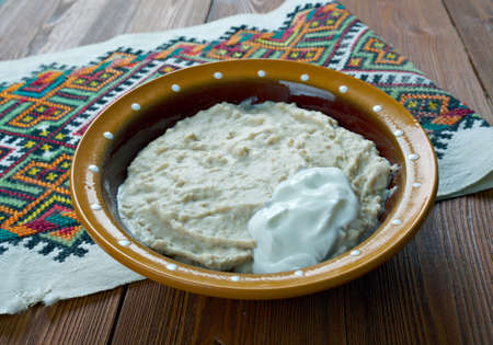 dezhen - Russian dish of oatmeal and spoiled milkの写真素材