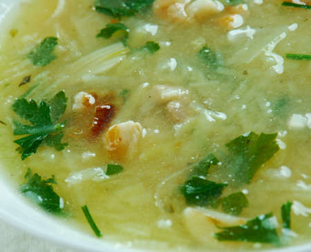 Zodelsuppe  - German Vogtland soup with potatoes and baconの写真素材