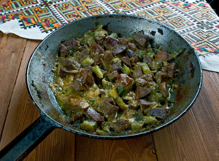 Liver Russian style with steamed turnipの写真素材