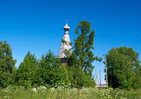 Ancient wooden church Pochozersky graveyard . village  . Arkhangelsk region, Russiaの写真素材