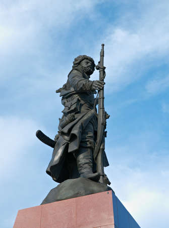 Russia, Siberia, Irkutsk city.Monument to the founders of Irkutskの写真素材