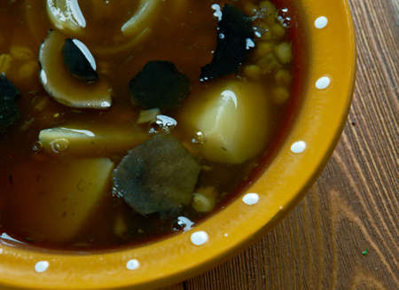 Russian homemade mushroom soupの写真素材