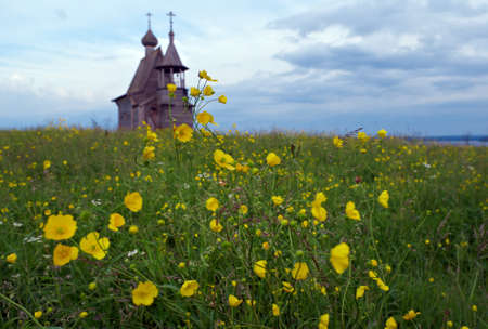 Wooden chapel St. Nicholas.Kenozerye, Arkhangelsk region, Russiaの写真素材