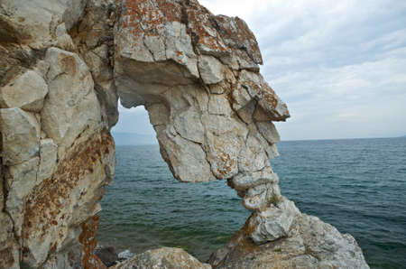 Kurminsky Cape (Tsagaan Khushun).Maloe More strait, lake Baikalの写真素材