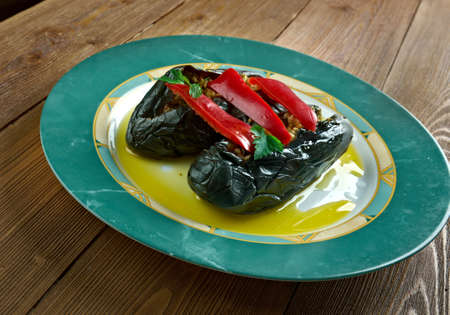 Makdous - oil cured eggplants.  Levantine cuisineの写真素材