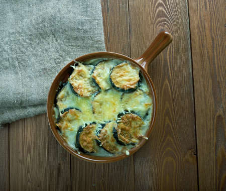 Greek moussaka with lentils. close upの写真素材