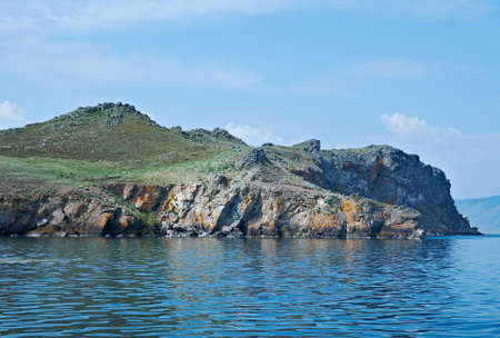 ocky cliff on the shore , Olkhon island, lake Baikal, Siberia, Russiaの写真素材