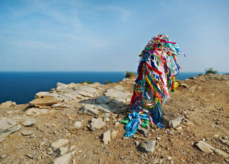 rocky shore  near Cape Khoboy Olkhon island, lake Baikal, Siberia, Russiaの写真素材